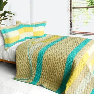 Something Like Wonderful 3PC Vermicelli-Quilted Patchwork Quilt Set