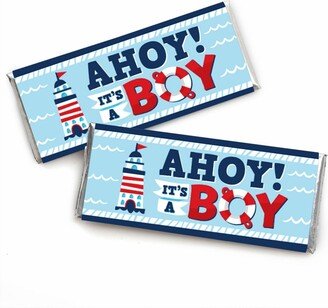 Big Dot Of Happiness Ahoy It's a Boy - Candy Bar Wrapper Nautical Baby Shower Favors - Set of 24