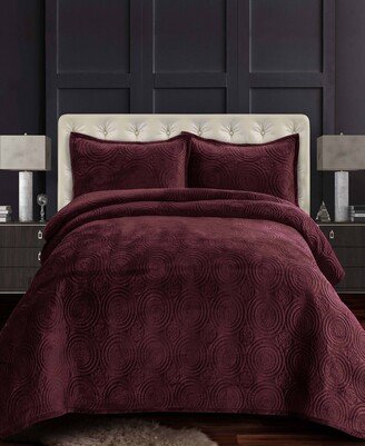 Capri Medallion Velvet Oversized Solid 2 Piece Quilt Set, Twin