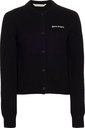 Embroidered Logo Rib-Knit Cardigan