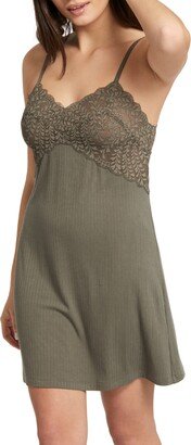 Whisper Pointelle Rib Lace Trim Chemise