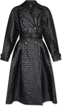 Embossed Belted Trench Coat