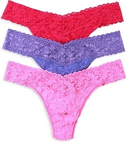 Signature Stretch Lace Original Rise Thongs, Set of 3