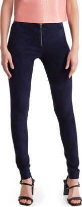 Front Zip Suede Leggings