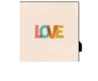 Desktop Plaques: Colorful Pink Love Desktop Plaque, Rectangle Ornament, 5X5, Multicolor