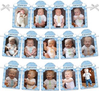 Big Dot Of Happiness Blue Snowflakes 1st Birthday - Diy 1-12 Monthly Picture Display - Photo Banner