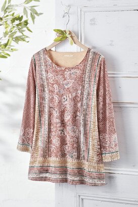 Women's Sunlit Tiles Burnout T-Shirt - Canyon Rose Multi - PS - Petite Size