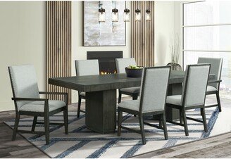 Holden 7PC Standard Height Dining Set-Table, Four Side Chairs & Two Arm Chairs in Gray