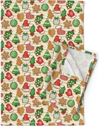 Holiday Cookies Tea Towels | Set Of 2 - Grandmas Cookie Recipe By Amanda Grace Design Christmas Linen Cotton Spoonflower