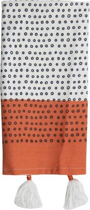 Polk Dot 27 x 18 Inch Screen Printed Kitchen Tea Towel with Hand Sewn Tassels