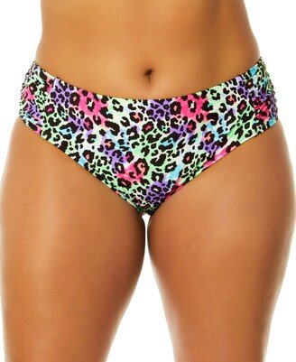 Salt + Cove Trendy Plus Size Leopard Love Soft Side-Tab Mid-Rise Bikini Bottoms, Created for Macy's