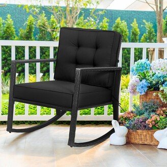 Outdoor Wicker Rocking Chair Patio Lawn Rattan Single Chair - See Details