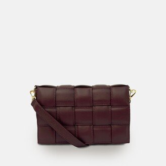 Apatchy London Burgundy Padded Woven Leather Crossbody Bag
