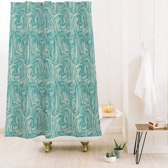 Holli Zollinger Kikka Teal Shower Curtain Tan