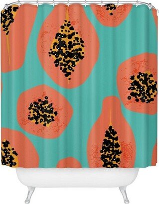 Erika Stallworth Papaya Sky Tropical Fruit Heavy Shower Curtain