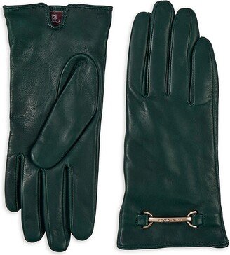 Logo Buckle Leather Short Gloves