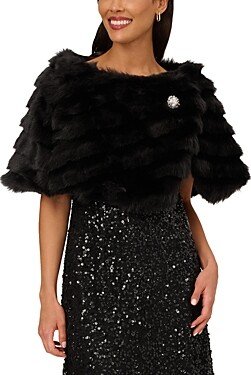 Faux Fur Brooch Capelet