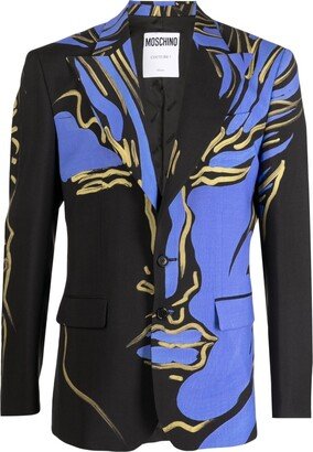 Brushed-Abstract-Print Tailored Blazer