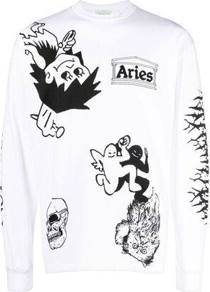 graphic-print long-sleeved T-shirt