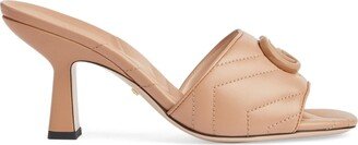 Matelassé-Effect Leather Mules