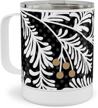 Travel Mugs: Winter Branches Stainless Steel Mug, 10Oz, Black