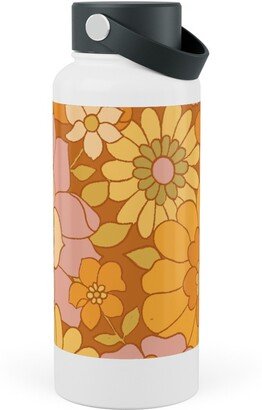 Photo Water Bottles: Avery Retro Floral Stainless Steel Wide Mouth Water Bottle, 30Oz, Wide Mouth, Orange