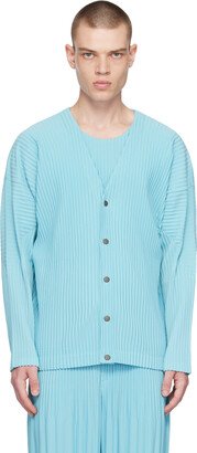 Blue Color Pleats Cardigan