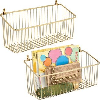 mDesign Metal Wire Food Storage Organizer Bin - 2 Pack - Soft Brass