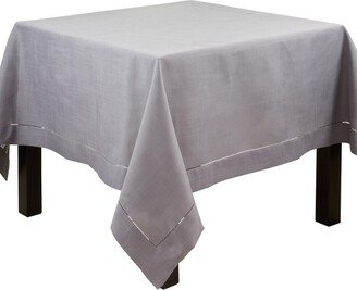 Saro Lifestyle Solid Tablecloth With Hemstitched Border Design, Slate,