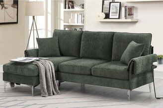 GREATPLANINC 84 Convertible Sectional Sofa Set Chenille L-shape Couch Set with Reversible Chaise and 2 Throw Pillows for Living Room