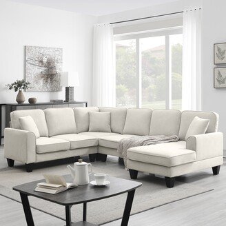 RASOO Modern 7 Seat U-Shape Sectional Sofa with 3 Pillows-AA