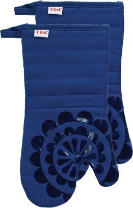 Medallion Print Silicone and Cotton Twill Oven Mitt, Set of 2