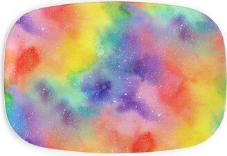 Serving Platters: Watercolor Rainbow - Multi Serving Platter, Multicolor