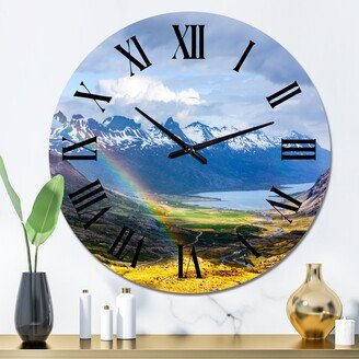 Designart ' IceLandic Landscape With Fjord and Rainbow' Traditional wall clock