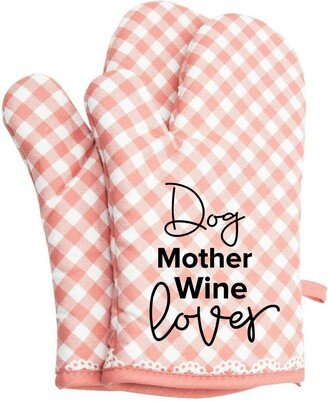 Dog Mother Wine Lover Funny Oven Mitts Cute Pair Kitchen Potholders Gloves Cooking Baking Grilling Non Slip Cotton