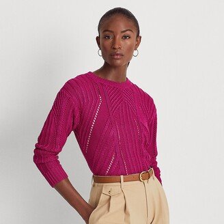 Ralph Lauren Pointelle-Knit Cotton-Blend Sweater-AA