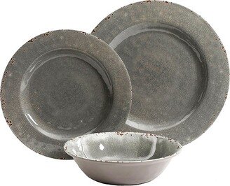 Studio California Mauna 12 Piece Melamine Dinnerware Set in Grey