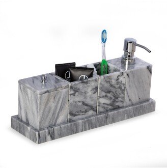 Vanity 5 Piece Marble Cloud Set with 2 Tumblers, 1 Canister with Lid, 1 Dispenser and 1 Tray