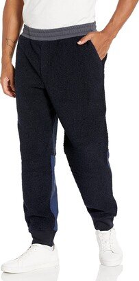 A|X ARMANI EXCHANGE Men's Teddy Fleece Colorblock Jogger Sweatpants-AB