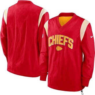 Men's Red Kansas City Chiefs Sideline Athletic Stack V-Neck Pullover Windshirt