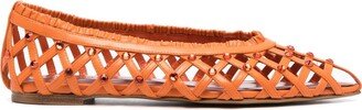 Interwoven Crystal-Embellished Ballerina Flats