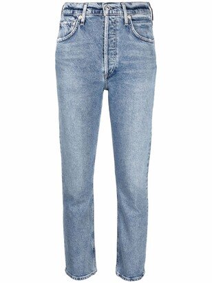 High-Rise Cropped Jeans-AF