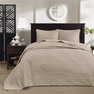 Gracie Mills 3 Piece Quebec Bedspread Set, Khaki - Queen