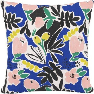 18 x 18 Outdoor Throw Pillow Parker Floral Cobalt