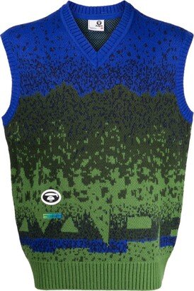 Intarsia-Knit Logo Vest-AB