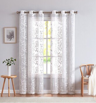 Rita Floral Set of 2 Sheer Panel Curtains