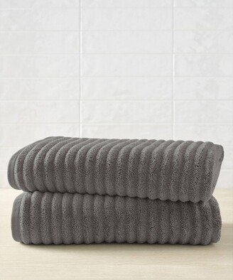 2pc Mason Low Twist Ribbed Bath Towel Set Charcoal - Blue Loom