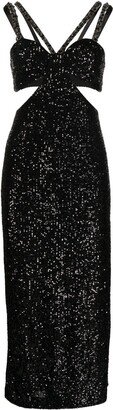 Missing Hours sequinned cut-out midi dress