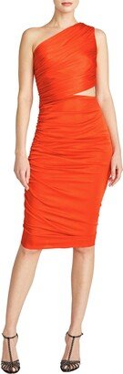 Cassidy Womens One Shoulder Midi Cocktail and Party Dress