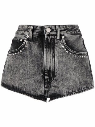 Studded Denim Mini Shorts